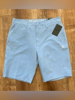 Hurley Shorts 4 Way Stretch Heathered Hybrid Walkshort Mens 30 Blue Sea View 9”